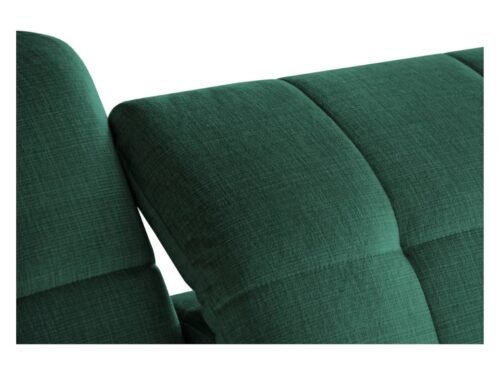 Ariado left corner sofa, extendable, with compartment and adjustable backrest, green velvet