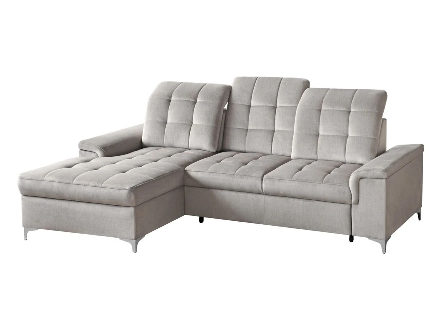 Ariado left-hand corner sofa with storage and adjustable backrest, beige velvet - Image 5