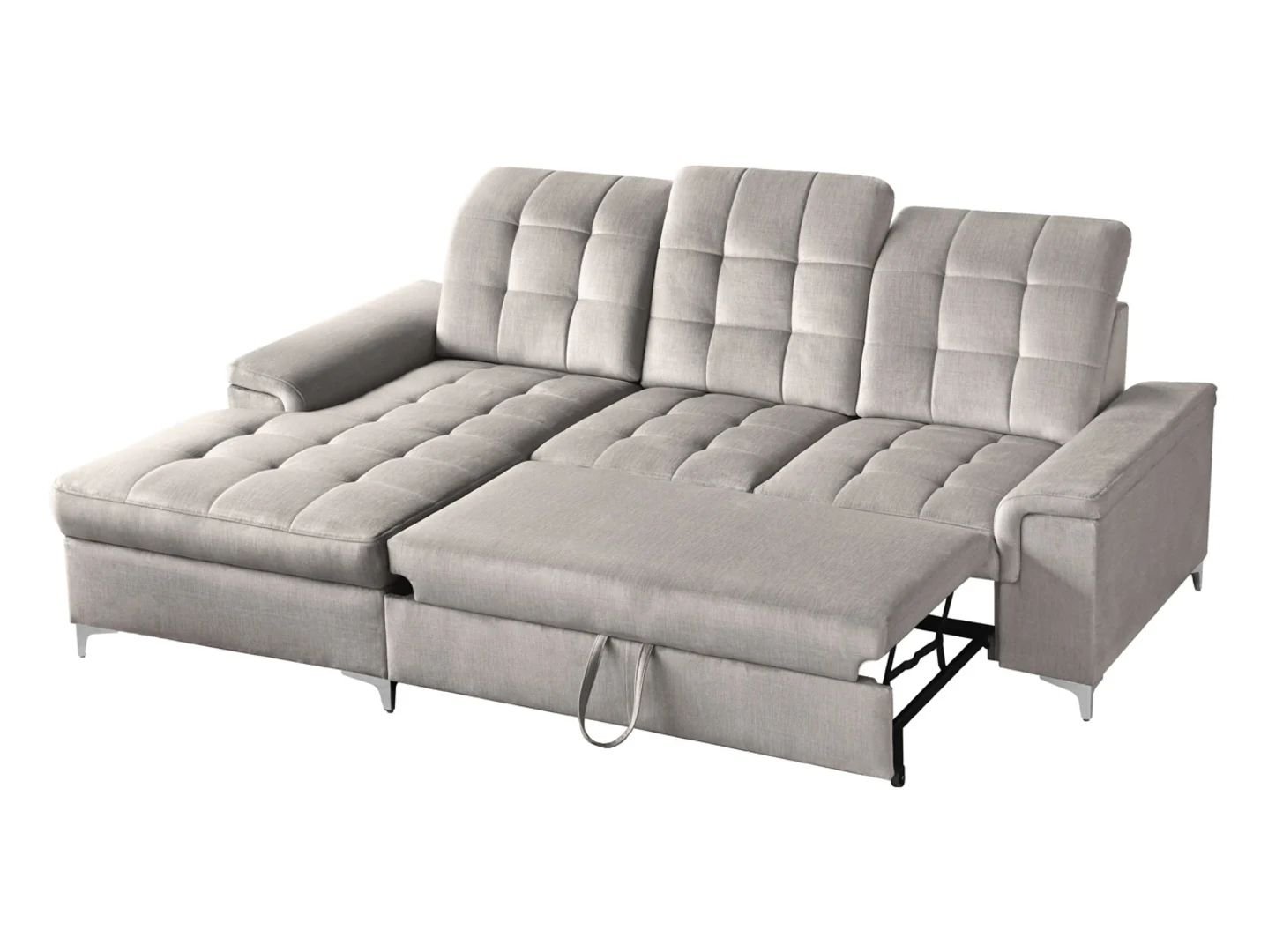 Ariado left-hand corner sofa with storage and adjustable backrest, beige velvet - Image 7