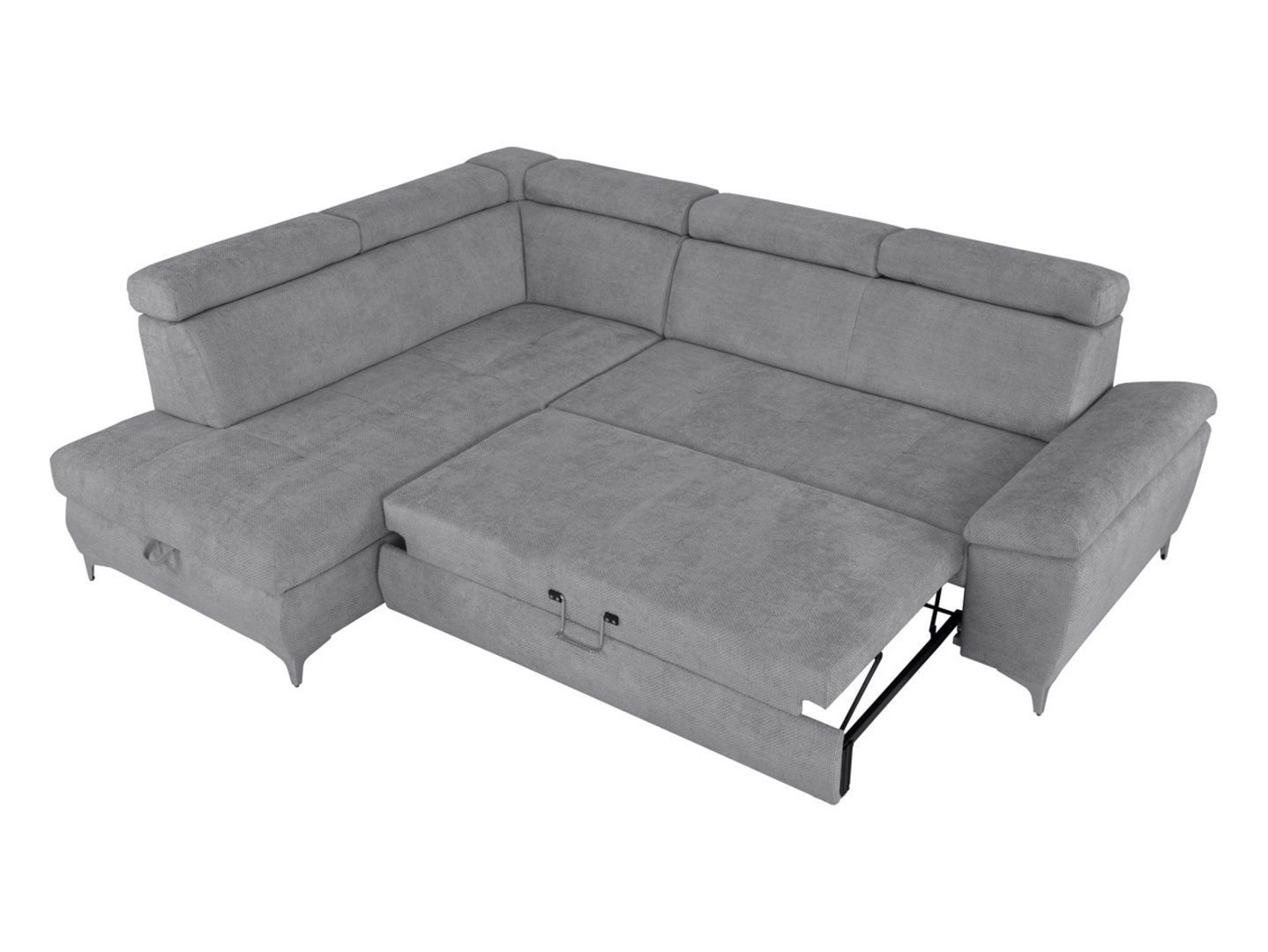 RAUL left-hand corner sofa, extendable, with storage compartment, gray - Image 6