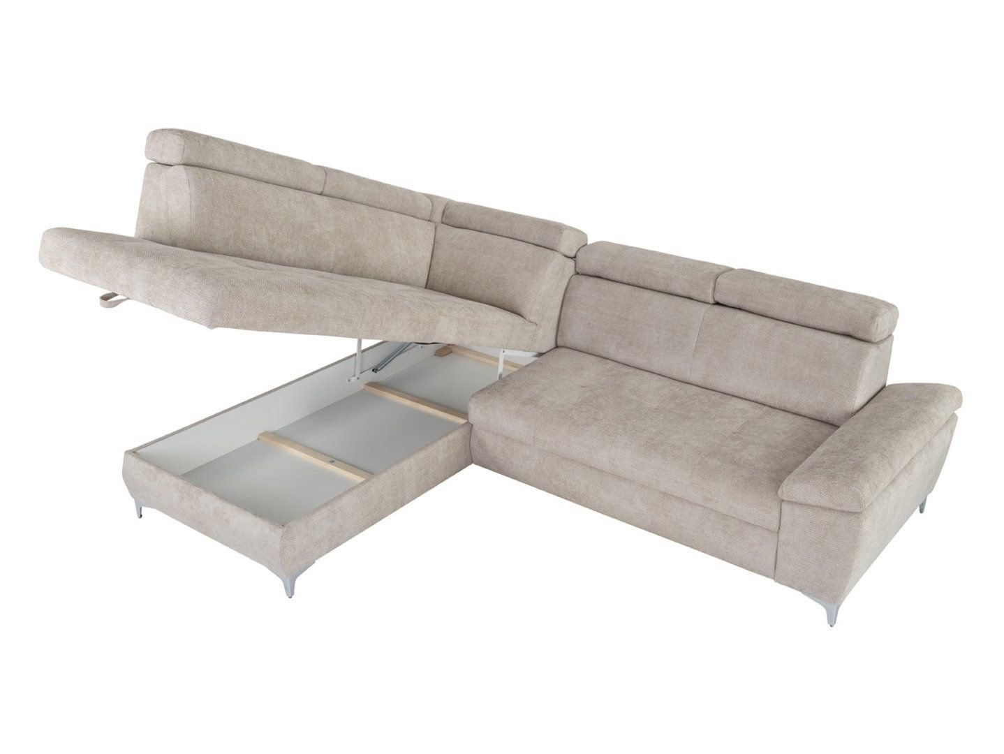 RAUL left-hand folding corner sofa with beige box