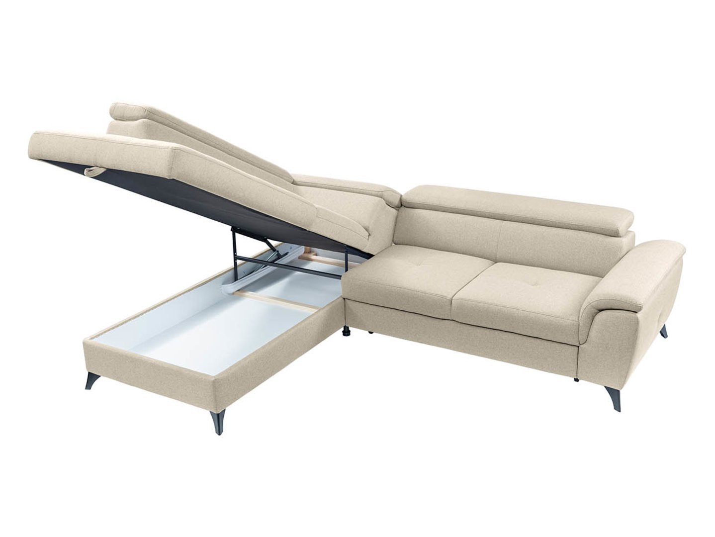 Folding corner sofa with box on the left side Aldeia Barell 04 beige