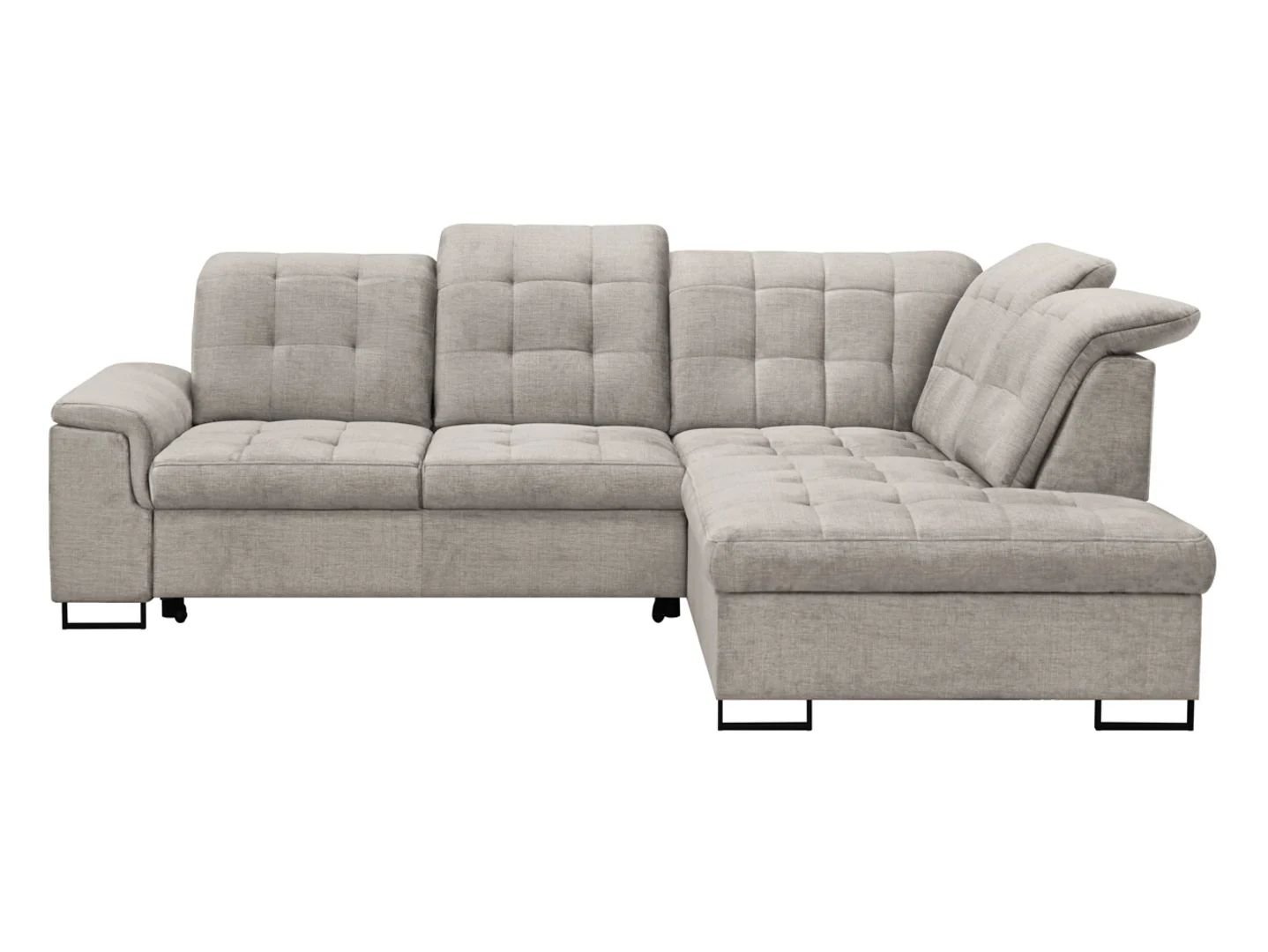 Right-hand corner sofa "Aragon", foldable, with height-adjustable headrest and seat, beige - Image 6
