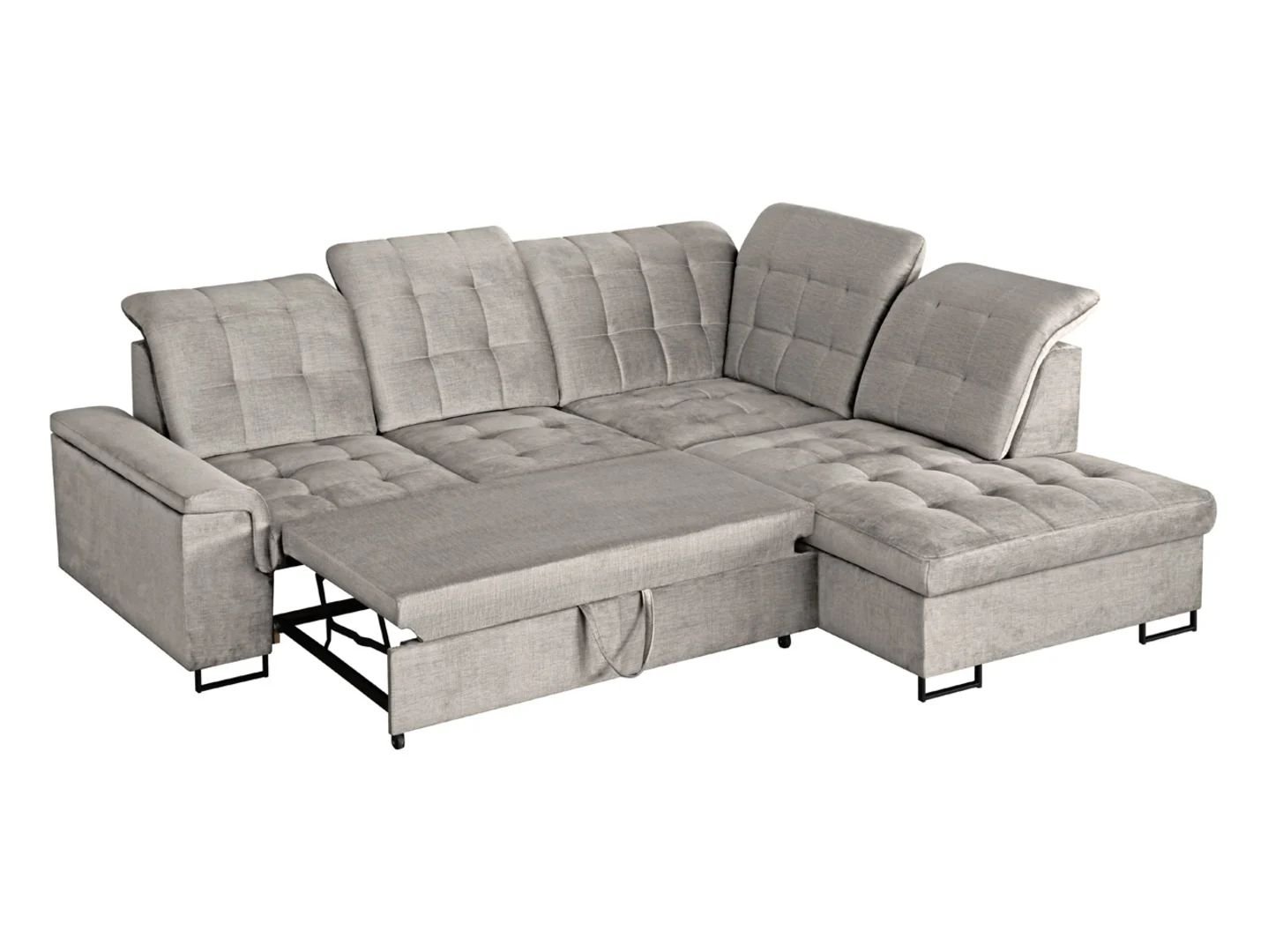 Right-hand corner sofa "Aragon", foldable, with height-adjustable headrest and seat, beige - Image 7