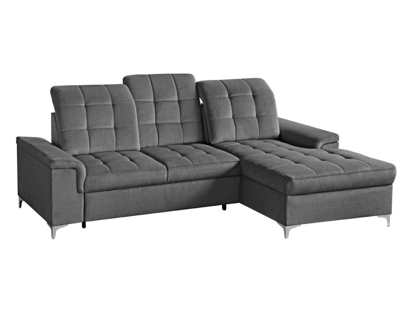 Ariado right corner sofa, extendable, with compartment and adjustable backrest, velvet gray - Image 5