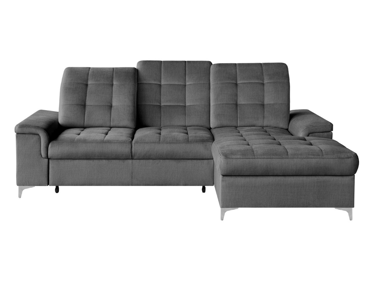 Ariado right corner sofa, extendable, with compartment and adjustable backrest, velvet gray - Image 6