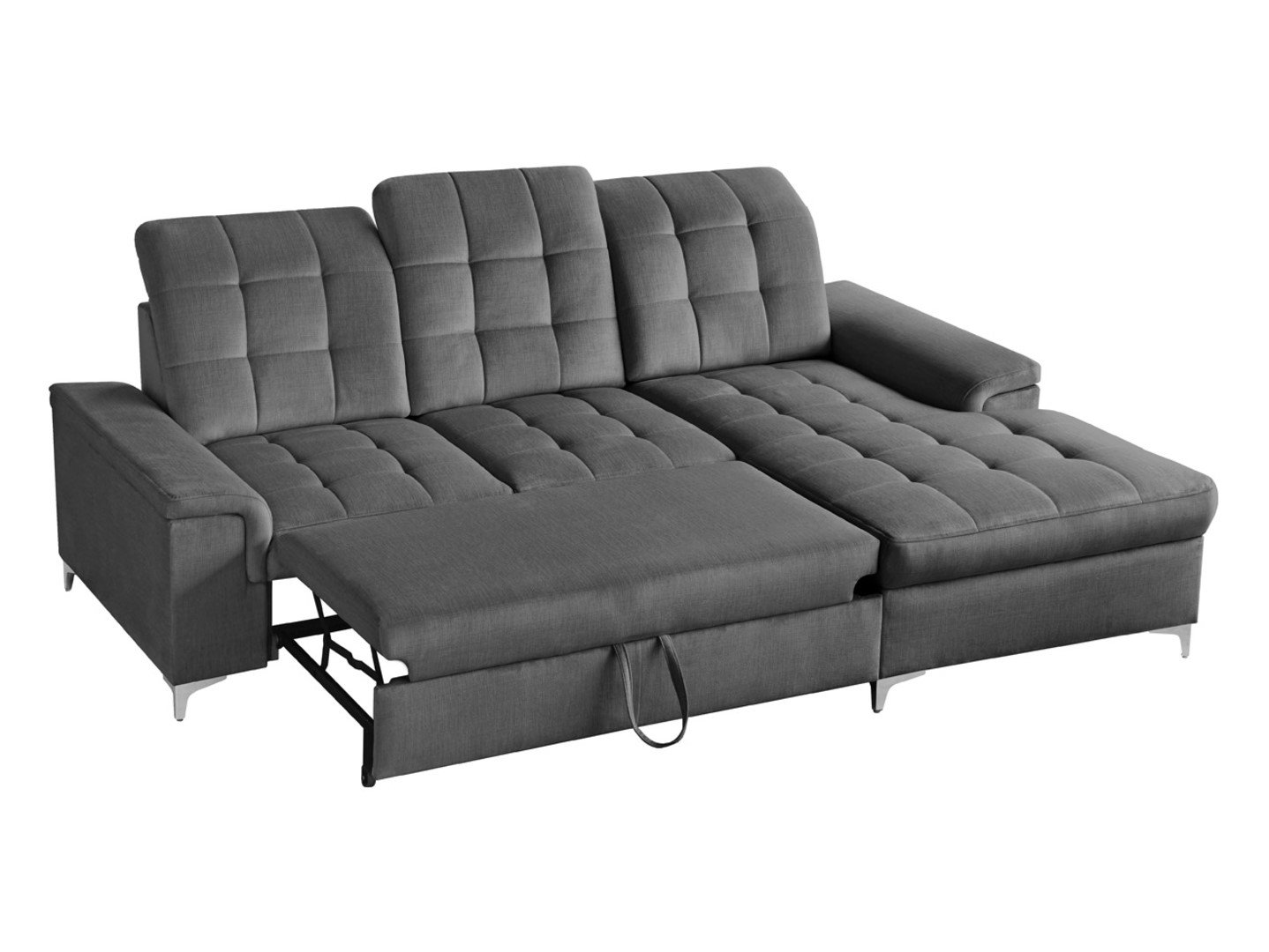 Ariado right corner sofa, extendable, with compartment and adjustable backrest, velvet gray - Image 7