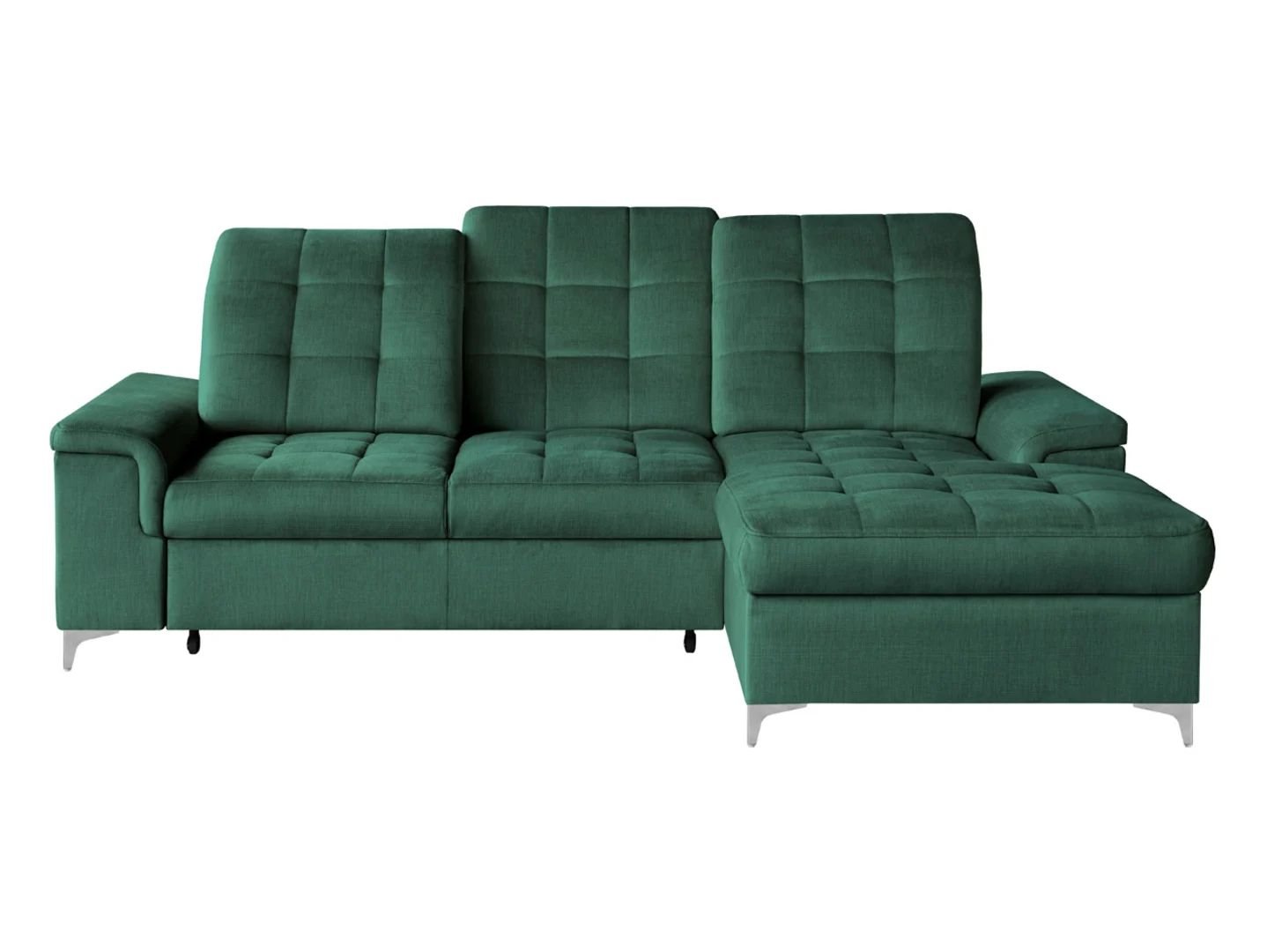 Ariado right-hand corner sofa, extendable, with compartment and adjustable backrest, green velvet - Image 6