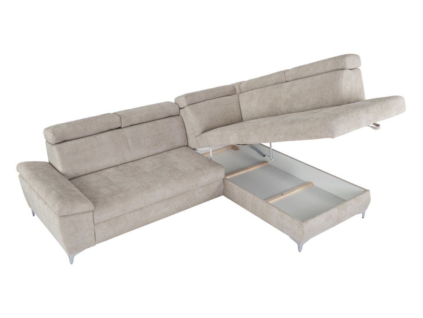 Right corner sofa RAUL, extendable, with beige section