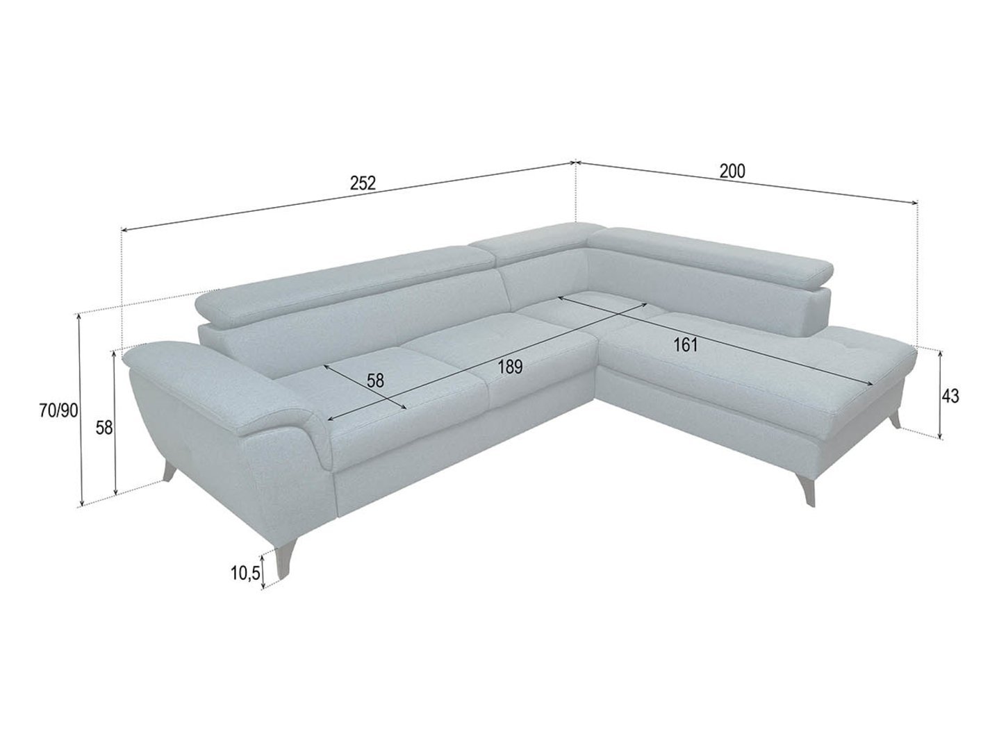 Right-hand folding corner sofa with dish Aldeia Barell 74 blue - Image 3
