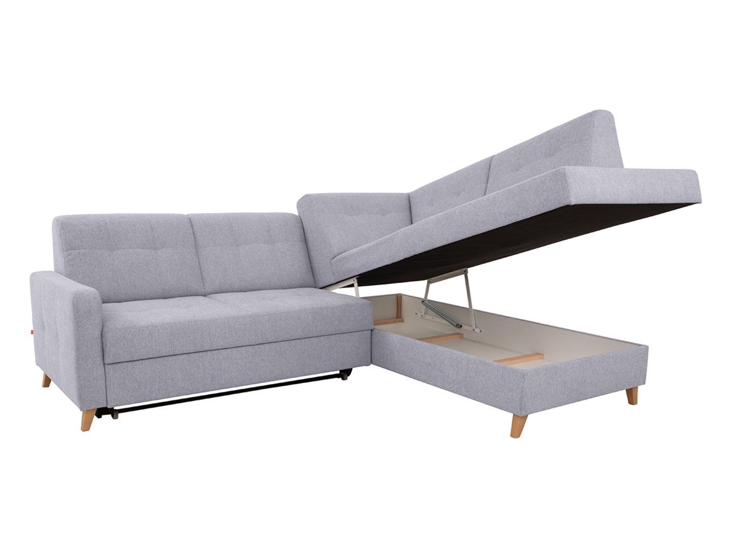 Right-hand fold-out corner sofa with storage LARS gray - Image 7