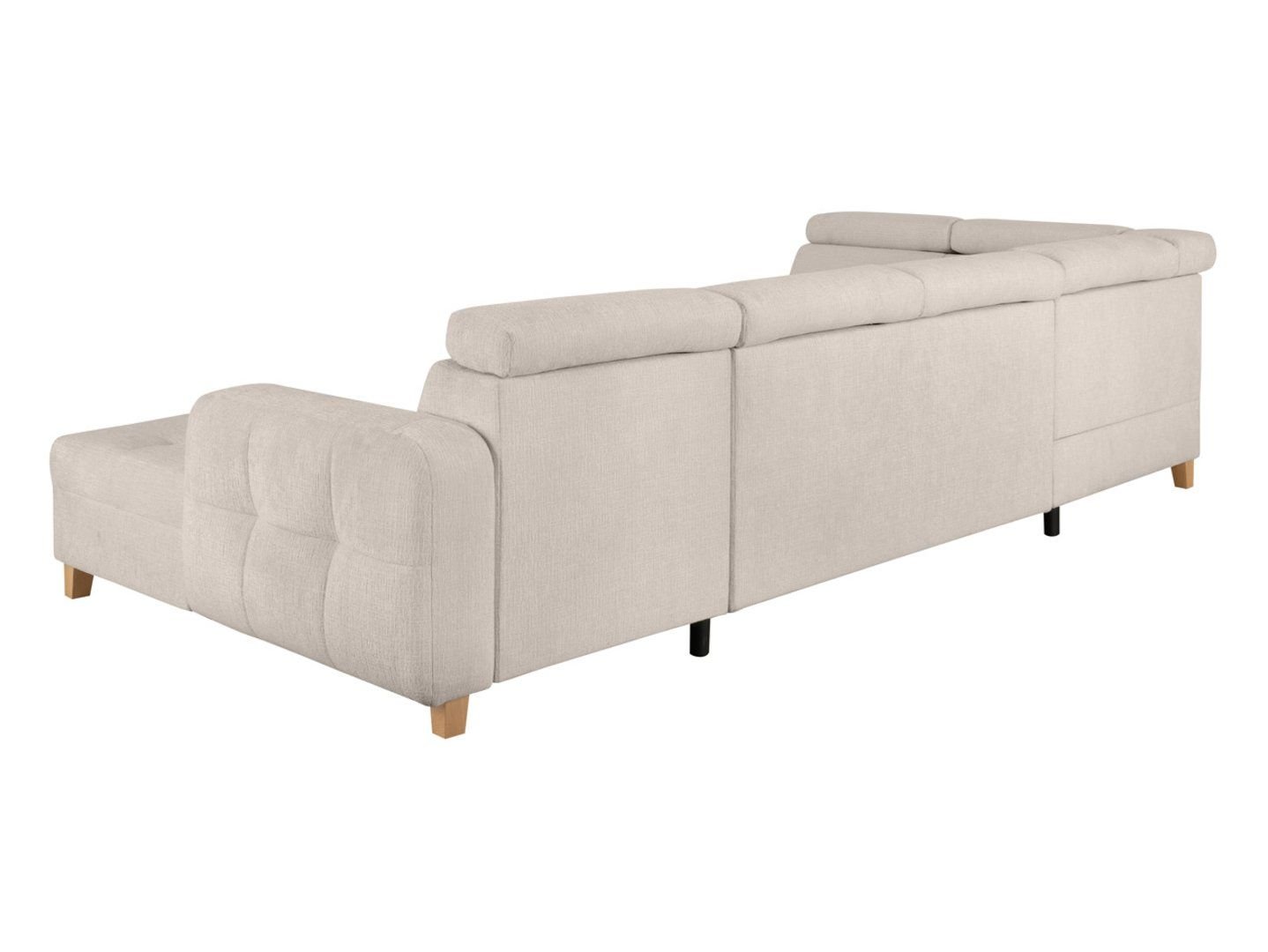 Left U-shaped corner sofa SARAGOSSA, foldable, chenille, beige - Image 4