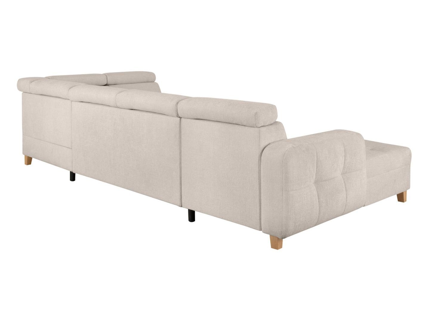 U-shaped corner sofa, right side, extendable, chenille, beige, SARAGOSSA - Image 4