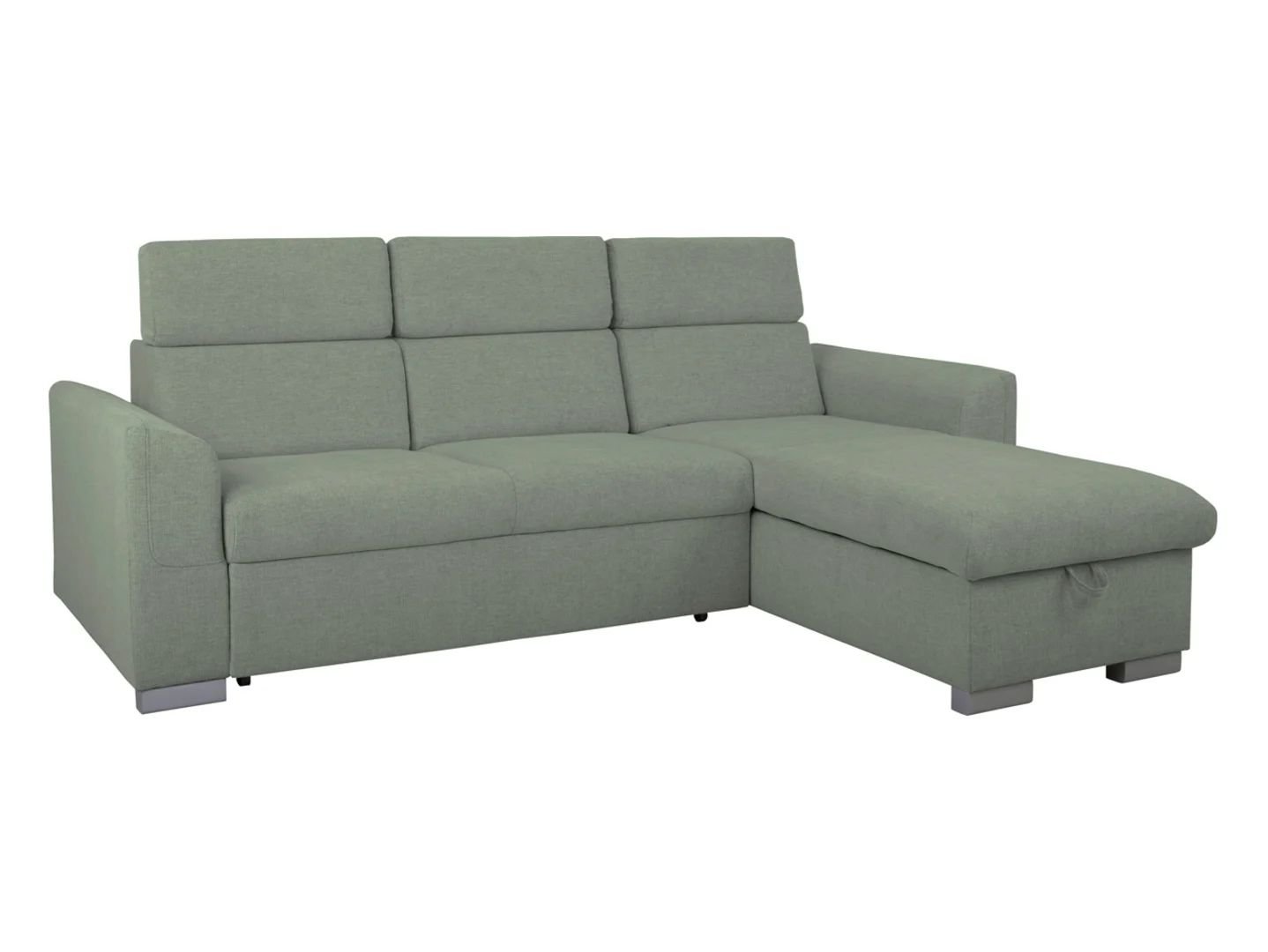 Evia universal corner sofa with sleeping function, container and adjustable headrests, green - Image 5