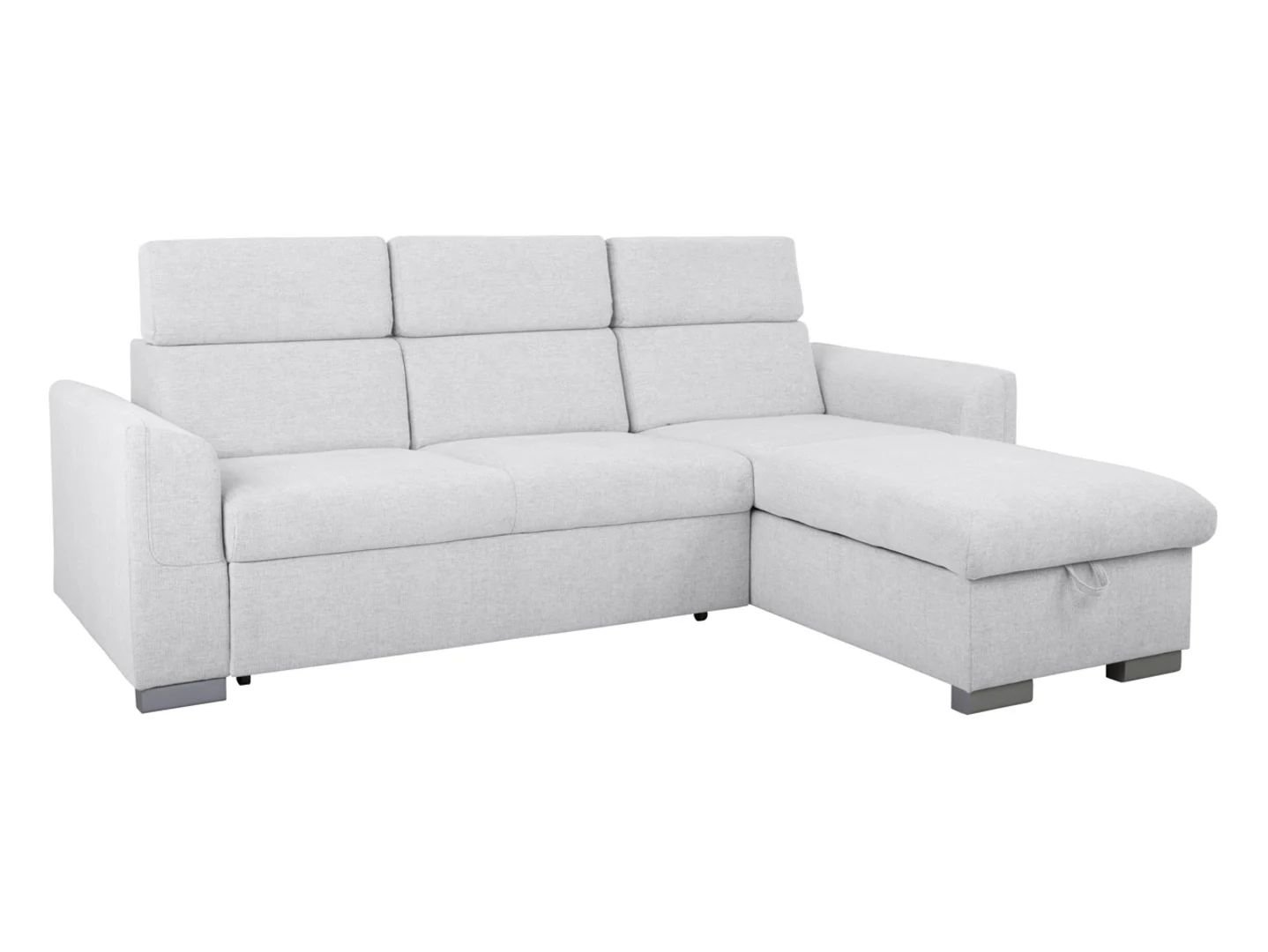 Evia universal corner sofa with sleeping function, storage box and adjustable headrests, light gray - Image 5
