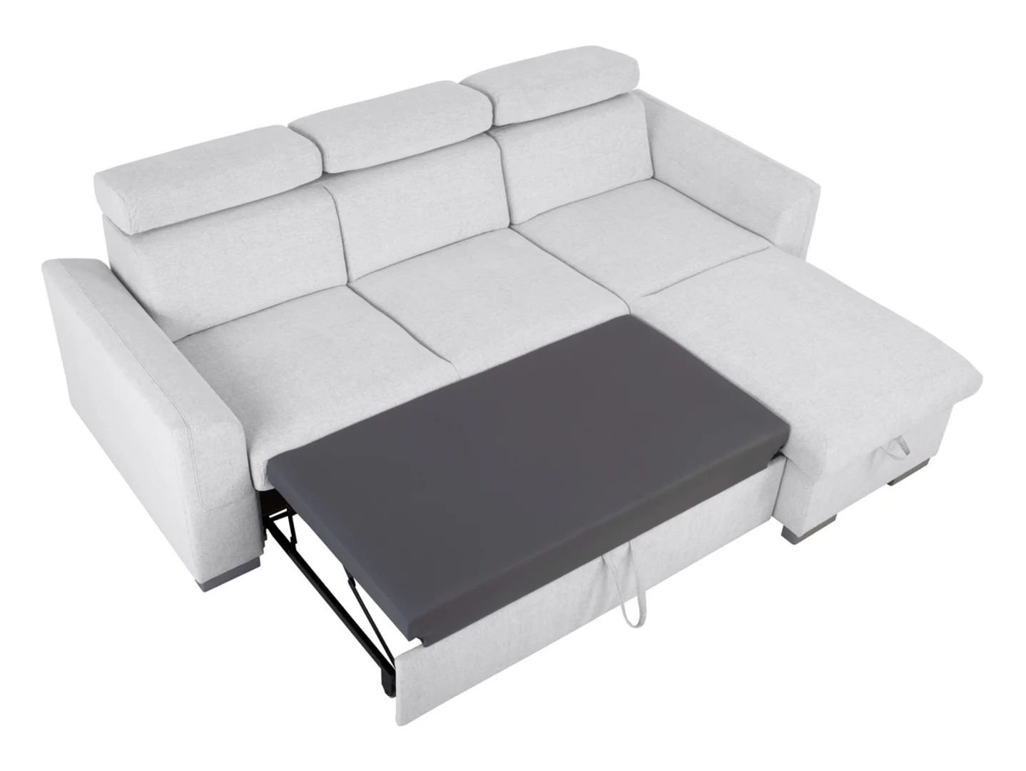 Evia universal corner sofa with sleeping function, storage box and adjustable headrests, light gray - Image 7