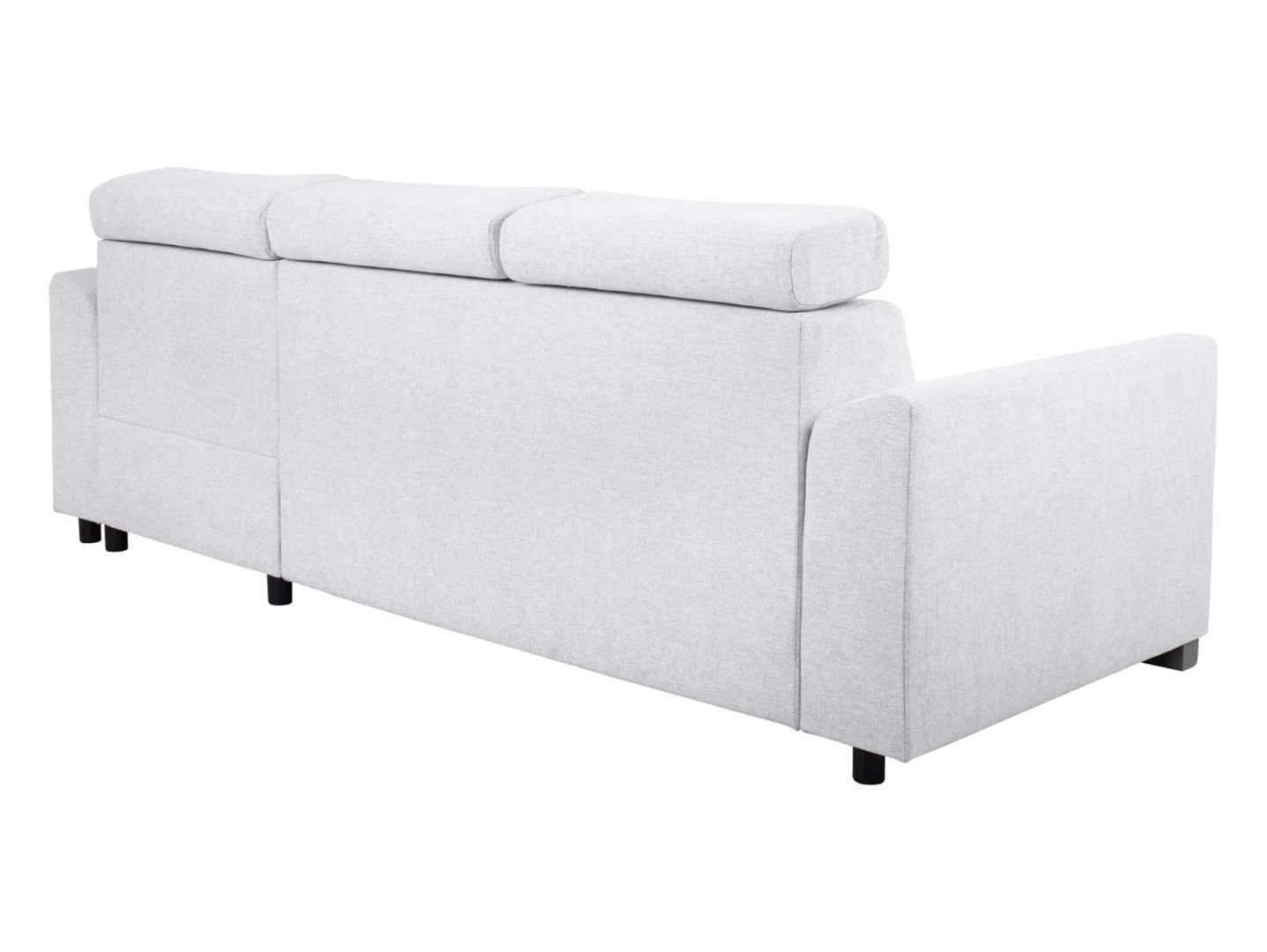 Evia universal corner sofa with sleeping function, storage box and adjustable headrests, light gray