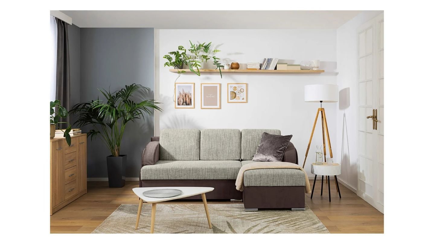 Merin universal corner sofa with sleeping function and 2 sideboards, brown - Image 7