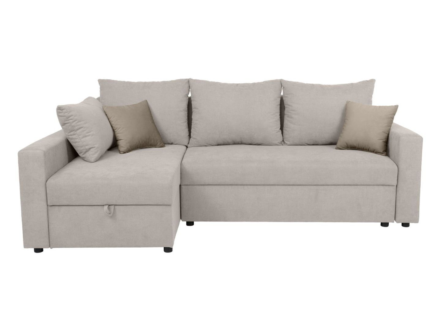 Universal corner sofa PRZEMEK IV with sleeping function and storage compartments, beige