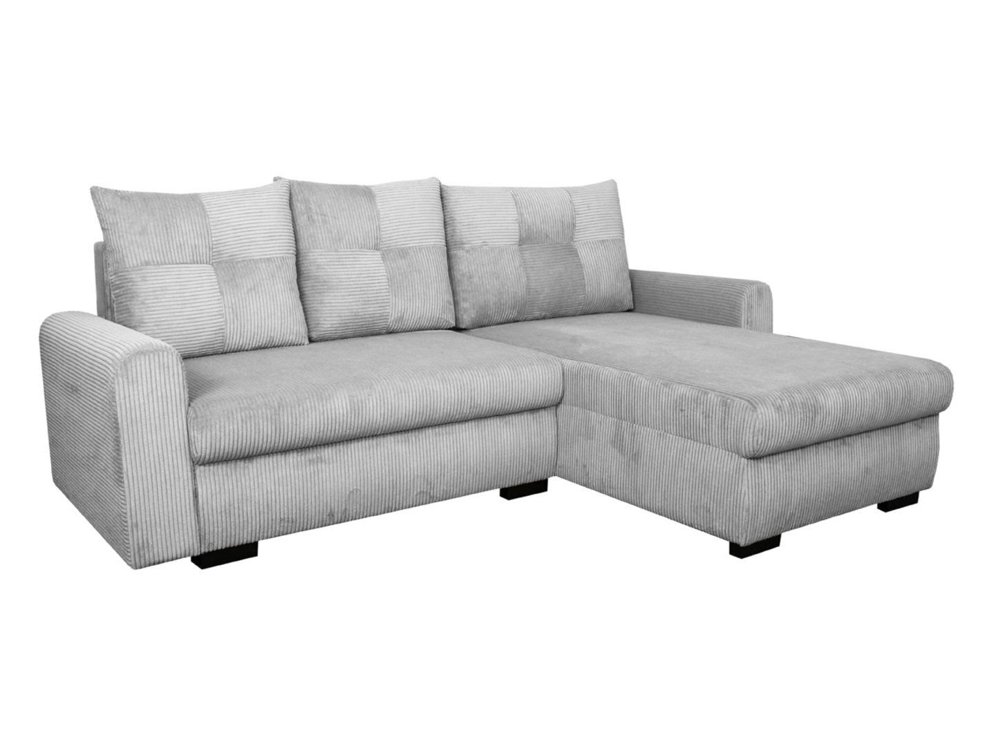 Universal fold-out corner sofa with storage compartment BOLZANO, gray, velvet