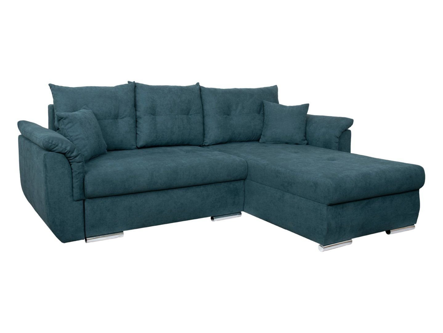 Universal fold-out corner sofa with a container CATANIA turquoise - Image 5