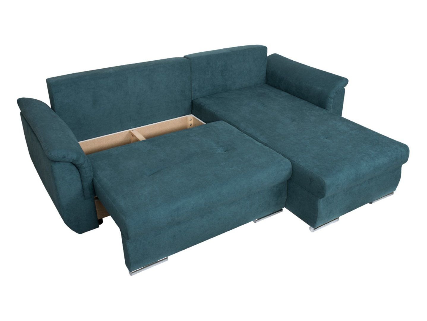 Universal fold-out corner sofa with a container CATANIA turquoise - Image 6