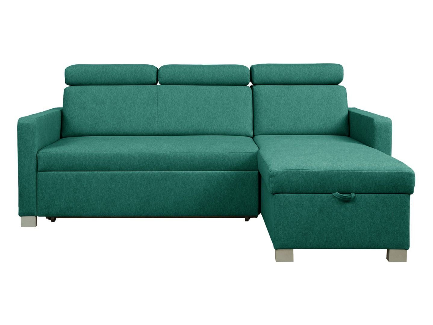 Universal corner sofa with sleeping function and storage compartment BRICO velvet green - Image 2