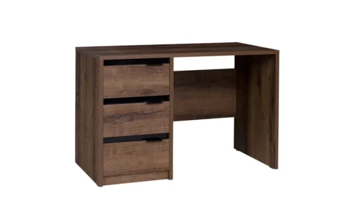 Denver desk 120 cm, Monastery Oak / glossy black, modern desk with drawers, perfect for a teenager’s room or office