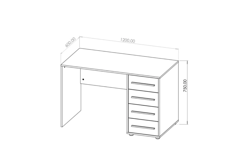 Maxione desk, 120 cm, artistic oak, modern desk with drawers, versatile design, perfect for a teenager's room or office - Image 2