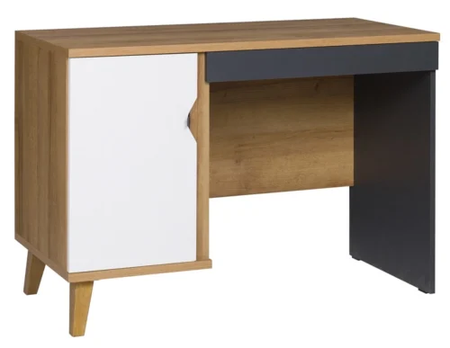 Memone desk, 110 cm, golden oak / white / graphite, perfect desk for a youth room or home office in Scandinavian style