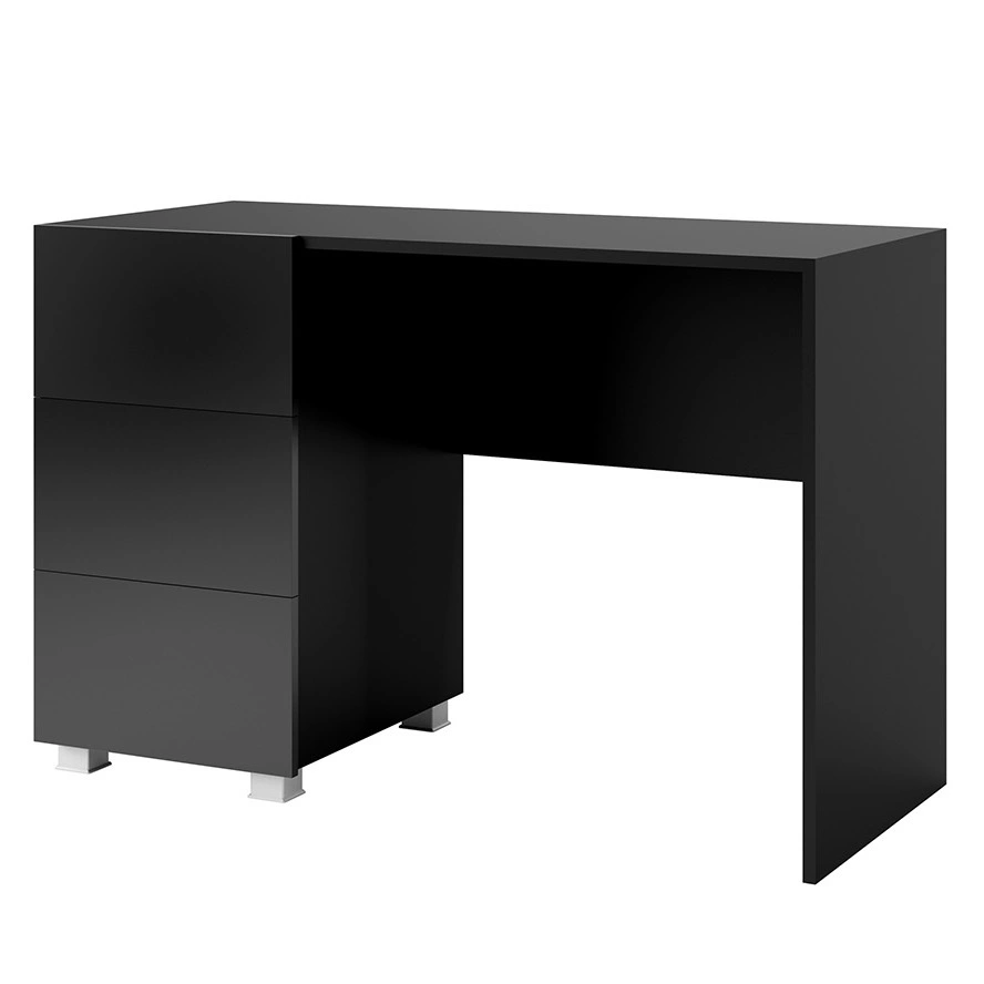 CALABRINI desk with drawers, 100 cm, glossy black, minimalist design, simple shapes, perfect for an office or a teenager's room