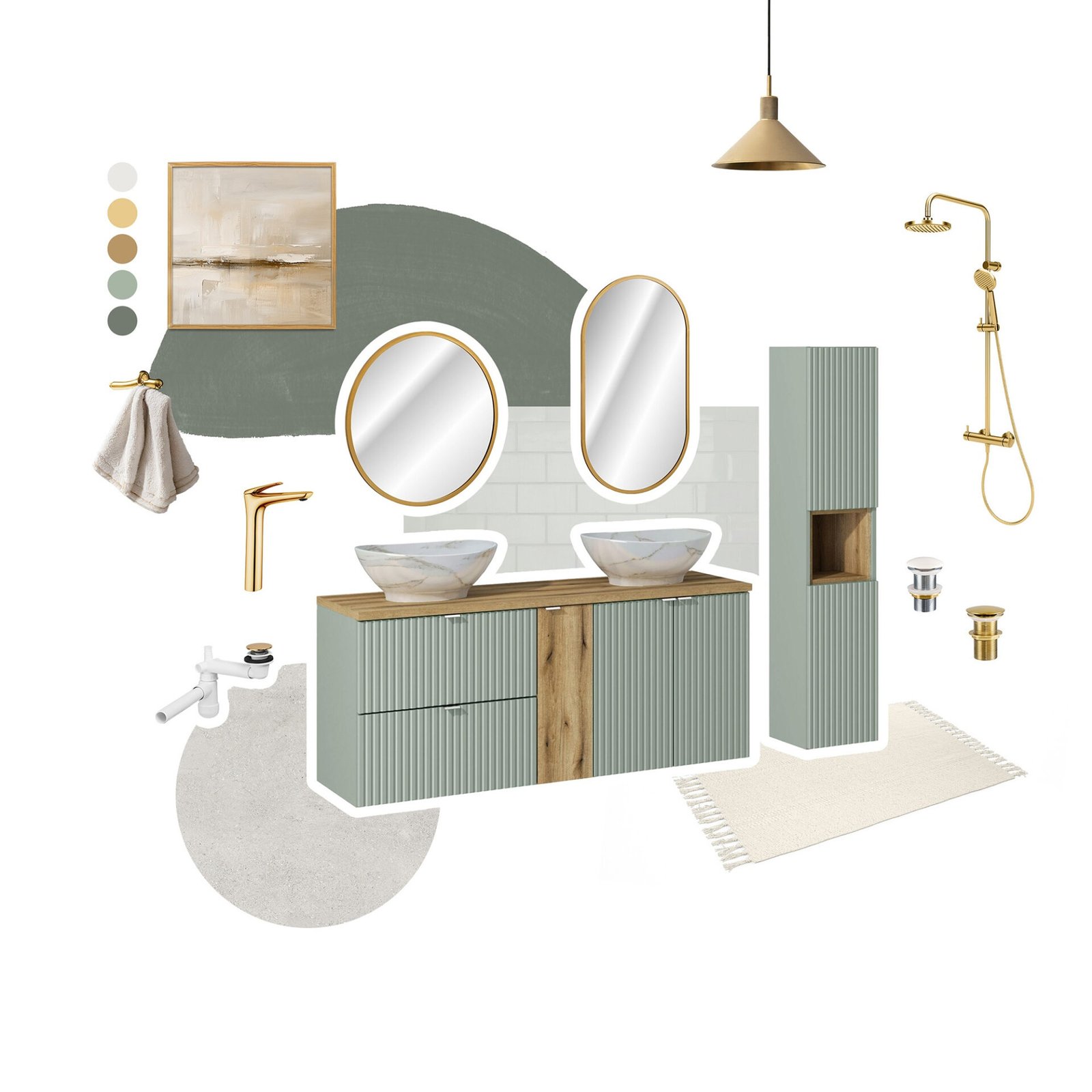 Bathroom countertop 120 cm, LINE REED GREEN - Image 4