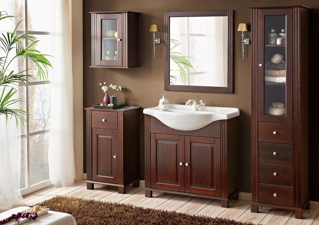 Wooden cabinet with washbasin 85 cm Retro - Image 2