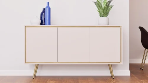 Nevea chest of drawers 150 cm beige elegant chest of drawers for the living room with a subtle and interesting style, opens by pushing