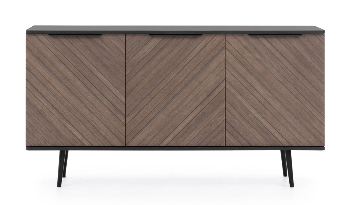 Tullio chest of drawers 150 cm, graphite black/captain's deck color - an elegant chest of drawers with an intriguing design and designer-trimmed handles - Image 2