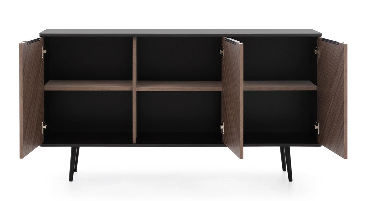 Tullio chest of drawers 150 cm, graphite black/captain's deck color - an elegant chest of drawers with an intriguing design and designer-trimmed handles - Image 3