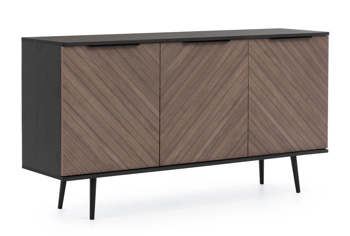 Tullio chest of drawers 150 cm, graphite black/captain's deck color - an elegant chest of drawers with an intriguing design and designer-trimmed handles - Image 4