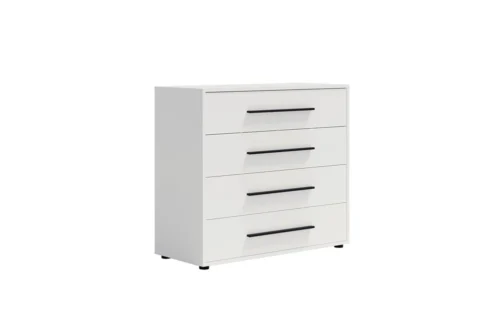 “Maxione” chest of drawers, 99 cm, white, minimalist design, classic shape, perfect for a living room or lounge
