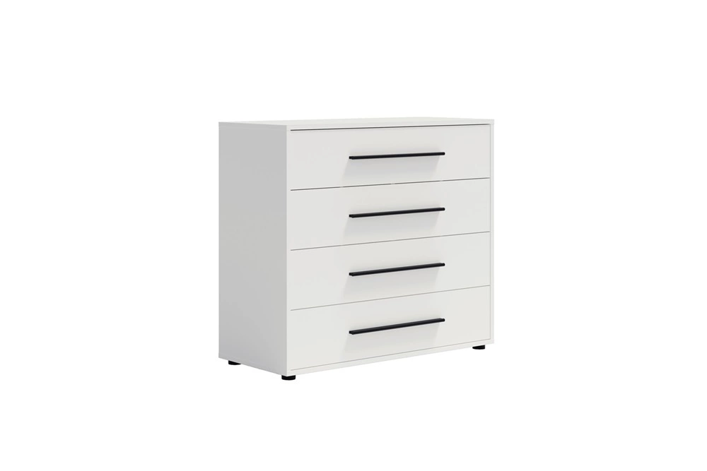 "Maxione" chest of drawers, 99 cm, white, minimalist design, classic shape, perfect for a living room or lounge