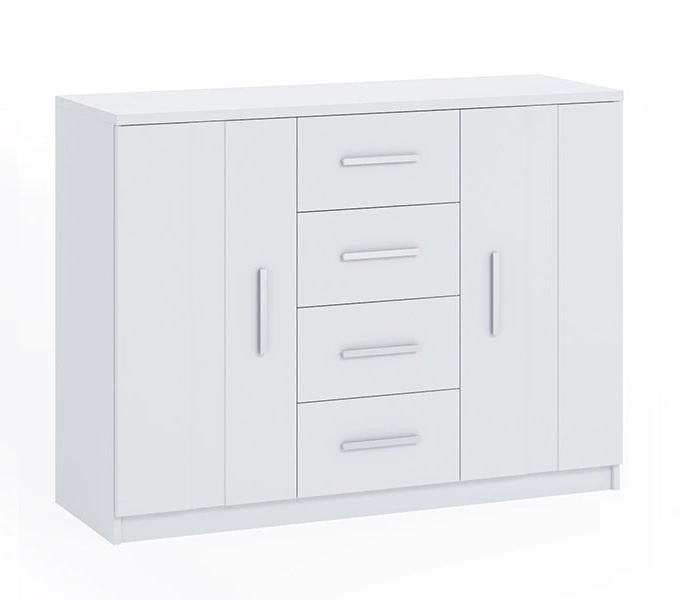 Dresser "Rico", 120 cm, white, functional furniture with a timeless design, perfect dresser for the bedroom or living room