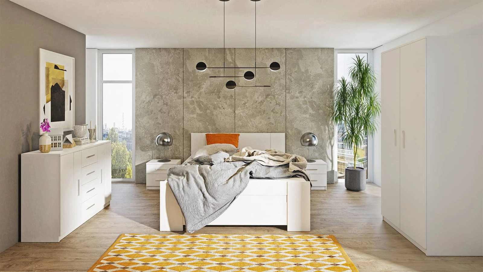 Dresser "Rico", 120 cm, white, functional furniture with a timeless design, perfect dresser for the bedroom or living room - Image 3
