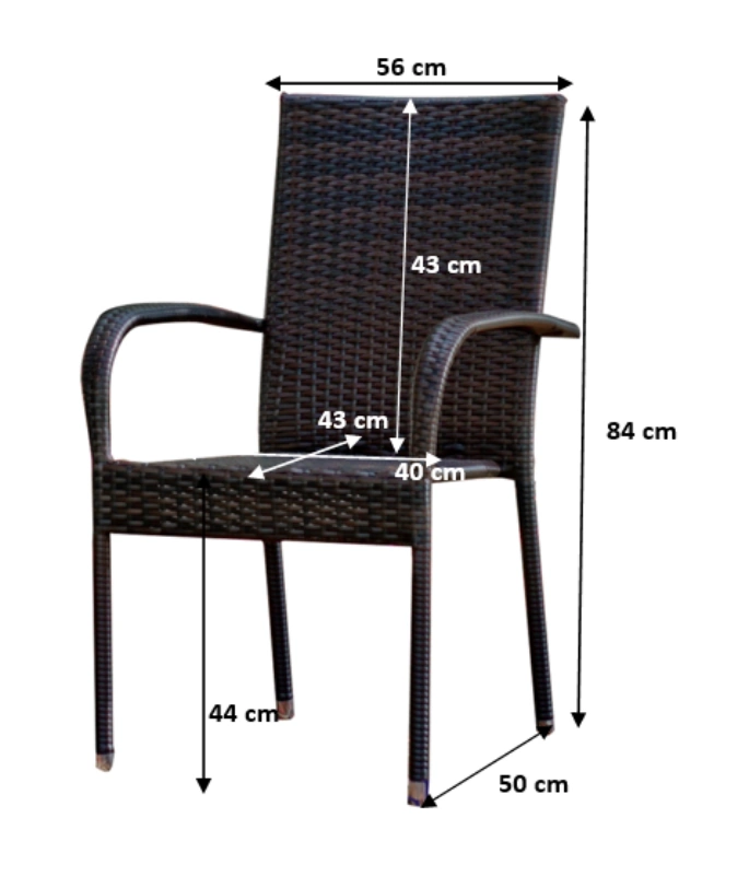 Sottile garden chair 43x40 cm black, functional rattan chair, classic and comfortable design, a great choice for the garden - Image 2