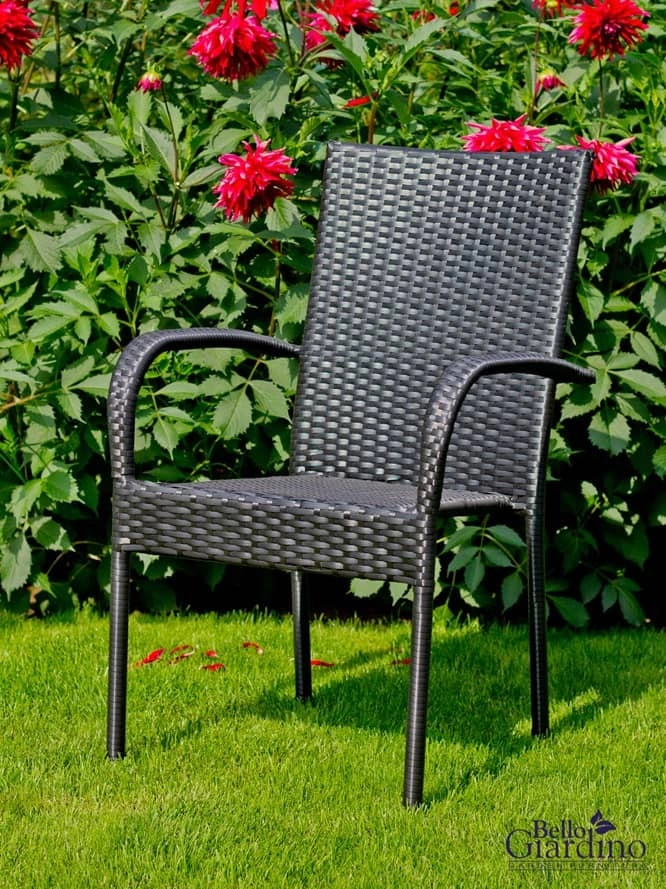 Sottile garden chair 43x40 cm black, functional rattan chair, classic and comfortable design, a great choice for the garden - Image 3