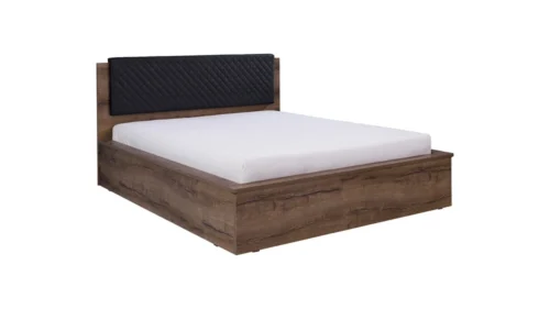 Denver bed 160×200 cm with bedding box, Monastery oak/black, perfect bed for the bedroom, partially upholstered headboard