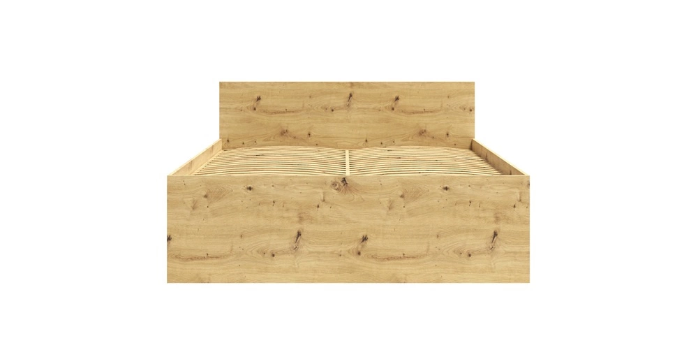 Maxione bed 160x200 cm, artificial oak color, perfect bedroom bed for lovers of minimalist layout, high and comfortable headboard - Image 3