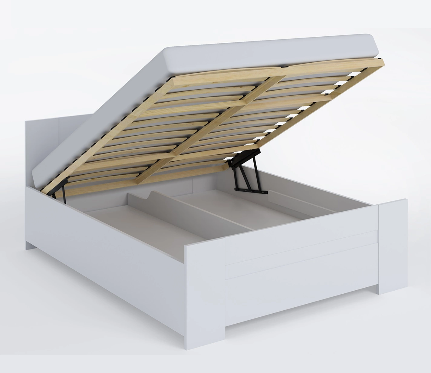 Riko bed 160x200 cm with bedding box, white, perfect bed for the bedroom, edges finished with ABS plywood, timeless design - Image 3