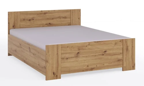 Riko bed 160×200 cm with bedding box, artificial oak, perfect bed for the bedroom, edges finished with ABS plywood, timeless design