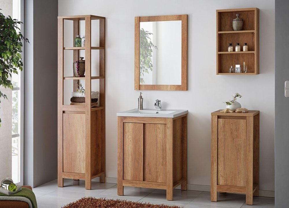 60 cm classic oak bathroom mirror - Image 2