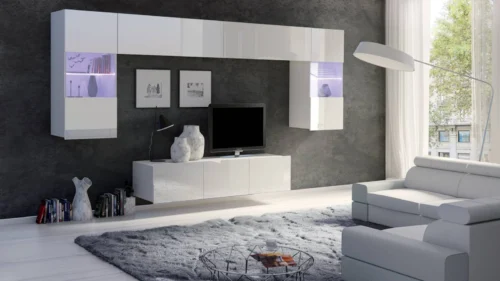 CALABRINI II wall cabinet, glossy white, exceptionally stylish wall cabinet, simple shapes, suitable for any interior