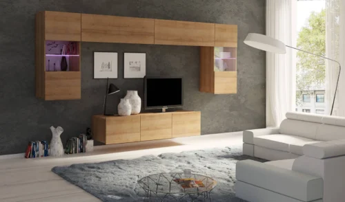 CALABRINI II” golden oak wall cabinet – exceptionally stylish, simple shapes, suitable for any interior